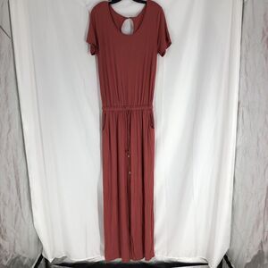TwentyTen Short Sleeved Drawstring Waist Long Jumpsuit Paprika Medium